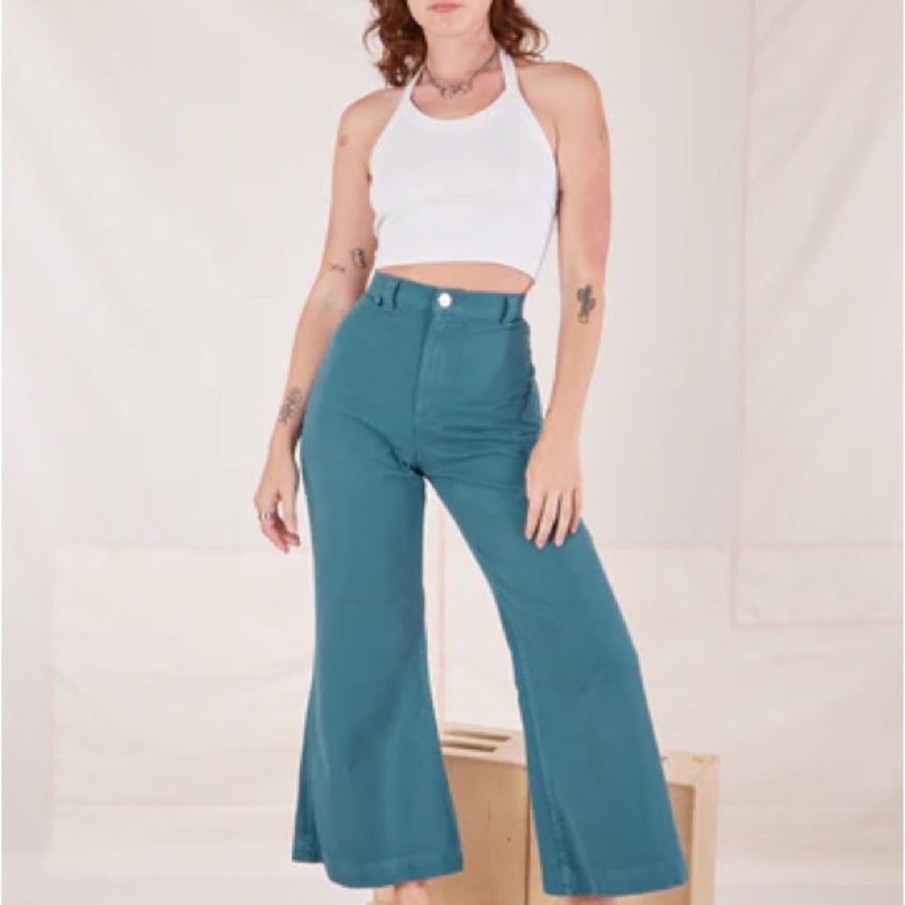 Marine Blue Big Bud Press High-Waisted Bell Bottoms